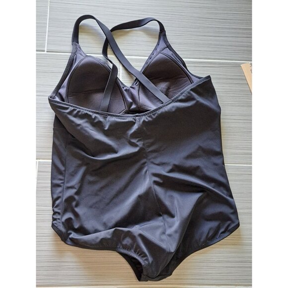 Lands End Plus Size 22W One-Piece Swimsuit Cross Back Black Buttons  Women's - Picture 5 of 9